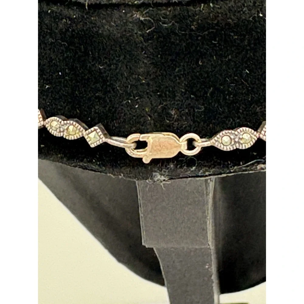 Sterling Silver Judith Jack Marcasite Necklace & SS‎ Faux Pearl Earrings 30g 9